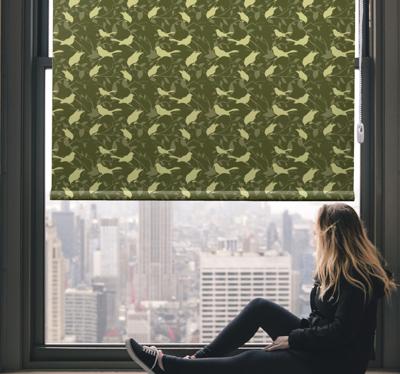 Klassieke rolgordijnen Groene vogels victoriaanse stijl