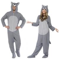 Wolf onesie kostuum - volwassenen - met capuchon - wolven pakken - verkleedkleding