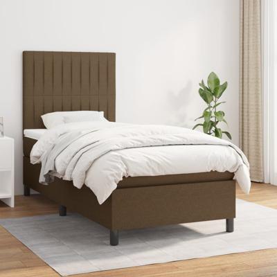 Boxspring met matras stof donkerbruin 90x200 cm