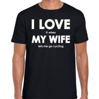 I love my wife lets me go cycling t-shirt - wielrennen / fietsers - zwart - heren - Cadeau
