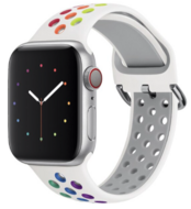 Siliconen sportband met gesp - Wit + Multicolor - Geschikt voor Apple Watch 42mm / 44mm / 45mm / 49mm - thumbnail