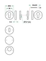 Cilinderrozet paar PL rvs mat