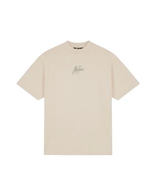 Malelions Oversized Striped Signature T-shirt Mmc30026039 Print T-shirts 50014 Light Taupe