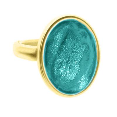 Qoss Ring Diede Turquoise | Goud