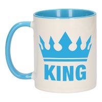 Cadeau King mok/ beker blauw wit 300 ml   -