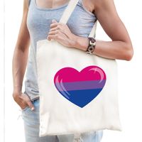 Bi / biseksueel pride hart katoenen tas wit - thumbnail