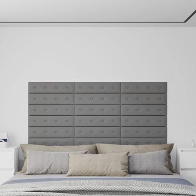 VidaXL Wandpanelen 12 st 1,08 m² 60x15 cm kunstleer grijs