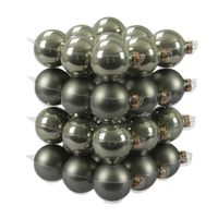 36x Glazen kerstballen mat/glans graniet groen 6 cm - Kerstbal - thumbnail