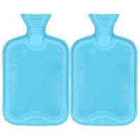 Warmwaterkruik - 2x - met rubberen hoes - blauw - 2L - kruik