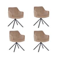 Bronx71 Velvet eetkamerstoel Furtado draaibaar taupe - Eetkamerstoelen set van 4. - thumbnail