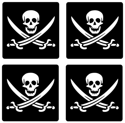 Enge onderzetters Piraat jolly roger