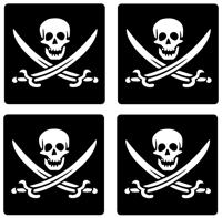 Enge onderzetters Piraat jolly roger