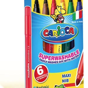 Carioca viltstift Jumbo Superwashable 6 stiften in een kartonnen etui