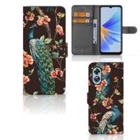 OPPO A17 | Telefoonhoesje | Met pasjeshouder | Pauw met Bloemen