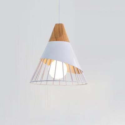 YWXLight E27 moderne verlichting ijzer massief hout hanger licht hangende lamp (wit)