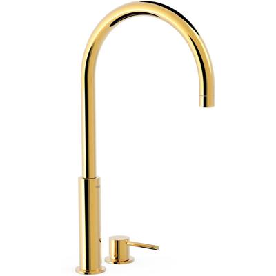 Wastafelkraan Tres Study | Opbouw | Draaibare uitloop | Mengkraan | Hoog model | 1-hendel | Rond | 24k Goud glans