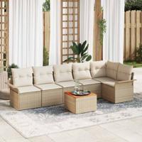 Tuinbankenset met kussen 7 pcs Beige poly rattan