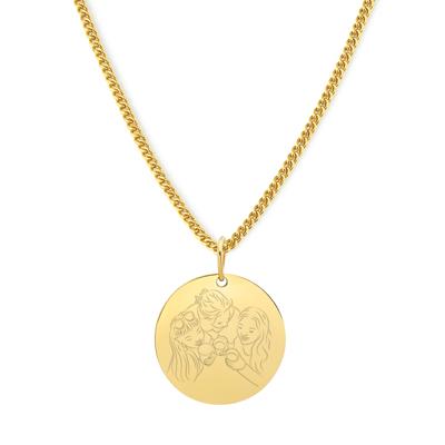 Gepersonaliseerde lijntekening ketting - Stainless steel - Goud - 18 mm