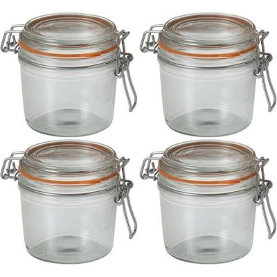 Voorraad/weckpot - 4x - transparant - glas - 10 x 8,5 cm - 350 ml - Le Parfait