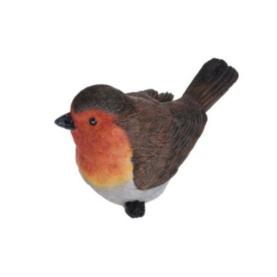 Decoratie Tuinbeeld vogeltje - roodborstje - polystone - 12 cm