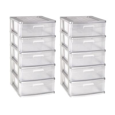 Plasticforte Ladeblok met 2x lades - grijs/transparant - L40 x B39 x H81 cm - grote lades Plasticforte Ladeblok met 2x lades - grijs/transparant - L40 x B39 x H81 cm - grote lades