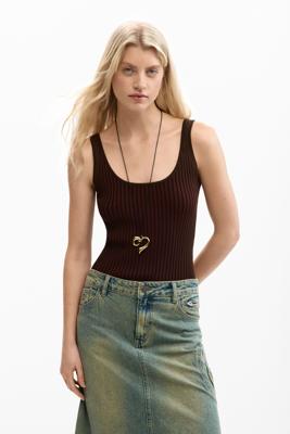 Geribd hemdje met bandjes - BROWN - M