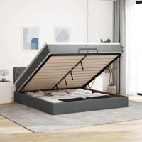 Ottoman bed met matras 200x200 cm stof donkergrijs