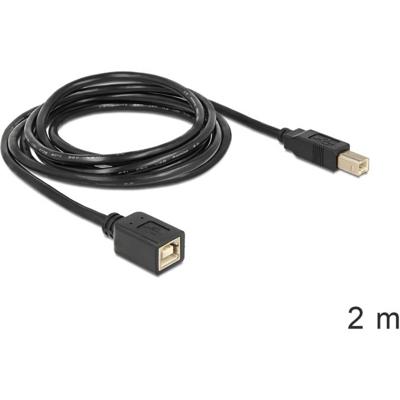 Delock USB-kabel USB 2.0 USB-B stekker, USB-B bus 2.00 m Zwart 83427