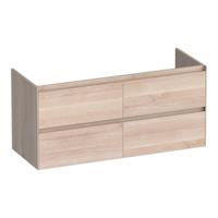 Brauer Inspire - Onderkast - 120 cm - met 4 Softclose Lades Greeploos en 2 Sifon Uitsparingen - Lamellen Eiken Wit