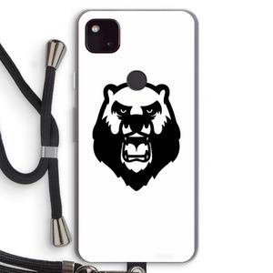 Angry Bear (white): Pixel 4a 5G Transparant Hoesje met koord