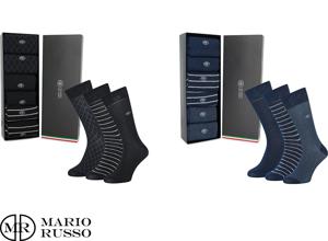 6 Mario Russo Premium Sokken - Giftbox - Sokken Heren - Happy Socks - Zwart of Navy - Maat 39-42 of 43-46