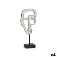 Decoratieve figuren Gift Decor Zilverkleurig Zilver Gezicht 19,5 x 38 x 10,5 cm (4 Stuks)