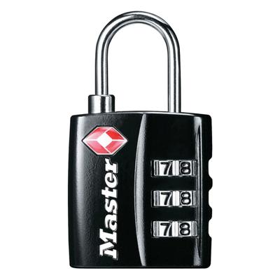 Hangslot masterlock 3-cijfer tsa zwart 30mm