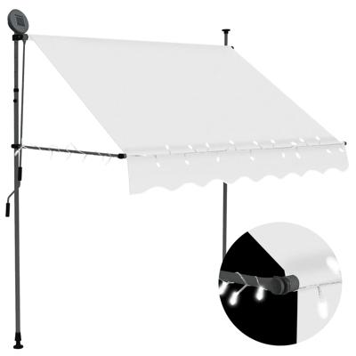 Luifel handmatig uitschuifbaar met LED 200 cm crèmekleurig