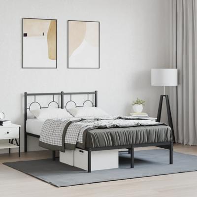 Bedframe met hoofdbord metaal zwart 120x200 cm