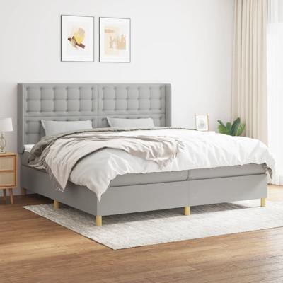 Boxspring met matras stof lichtgrijs 200x200 cm