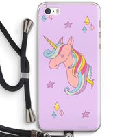 Roze eenhoorn: iPhone 5 / 5S / SE Transparant Hoesje met koord