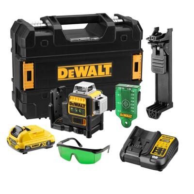 DeWALT DCE089D1G Zelfnivellerende Accu Kruislijnlaser 3x 360˚ Groen 12V 2.0Ah XR Li-ion
