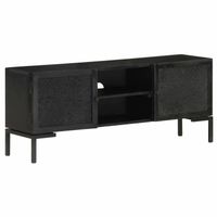 vidaXL Tv-meubel 115x30x46 cm massief mangohout zwart - thumbnail