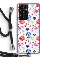 Bloemetjes: Samsung Galaxy S21 Ultra Transparant Hoesje met koord