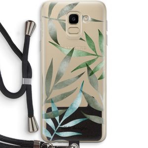 Tropical watercolor leaves: Samsung Galaxy J6 (2018) Transparant Hoesje met koord