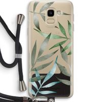 Tropical watercolor leaves: Samsung Galaxy J6 (2018) Transparant Hoesje met koord