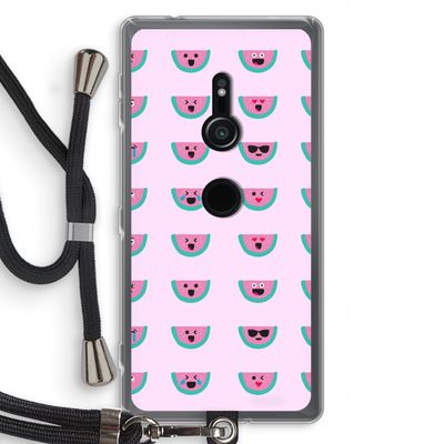 Smiley watermeloenprint: Sony Xperia XZ2 Transparant Hoesje met koord
