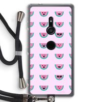 Smiley watermeloenprint: Sony Xperia XZ2 Transparant Hoesje met koord