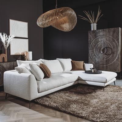 Tower Living 2,5-zits Loungebank 'Nottingham' Bouclé, Rechts, kleur Ivory