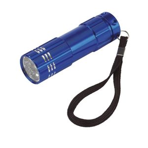 2x stuks kleine power 9x-LED metalen zaklamp blauw