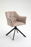 Design stoel LOFT champagne fluweel draaibaar metalen frame zwart met armleuning - 42391 - thumbnail