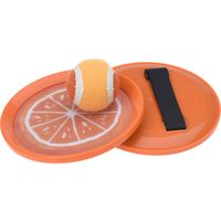 Strand vangbal spel met klittenband sinaasappel oranje 18.5 cm - Vang- en werpspel - thumbnail