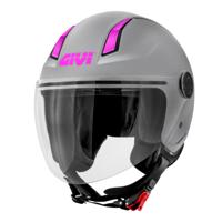 GIVI 11.7 Solid Color Mat Lady, Jethelm of scooter helm, Zilver-Fuchsia
