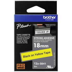 Brother TZe-S641 Labeltape extra sterk klevend Tapekleur: Geel Tekstkleur: Zwart 18 mm 8 m